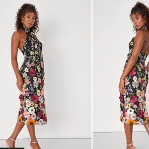 Lulu's Gorgeous Floral Applique Dress